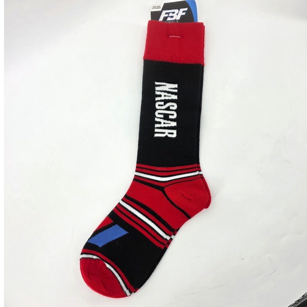 FBF Originals NASCAR Go Team Crew Socks Mens OSFM Black Red Racing Made in USA